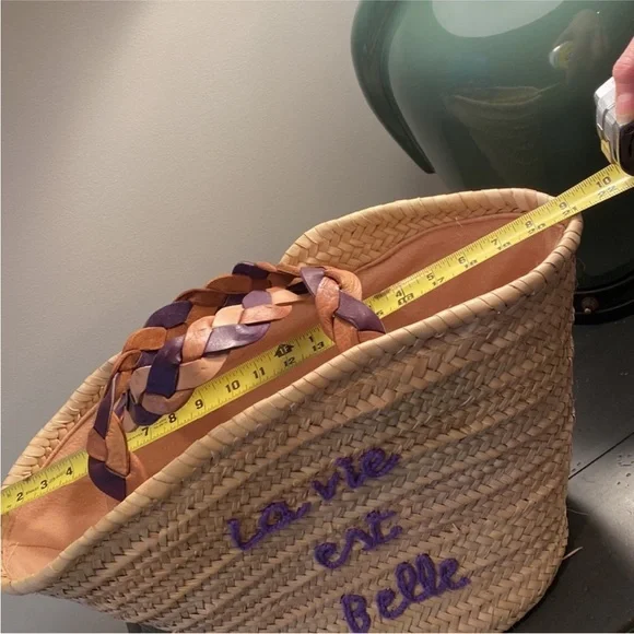 French Inspired Market Woven Bag Leather Strap Quiet Luxury - Picture 11 of 11